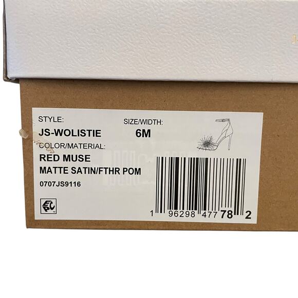 Jessica Simpson Wolistie Ankle Strap Dress Pumps Red Feather Pom Pom Size 6 NEW - Picture 11 of 15